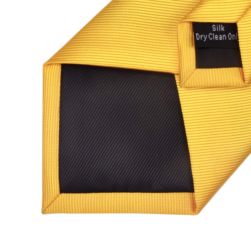 GUSLESON Brand Modern Fashion Yellow Tie Solid Gold Ties For Men Silk Necktie (0791-14) - Image 5